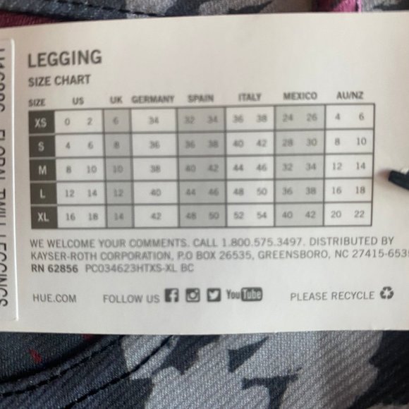 HUE NWT U16886 Multi Floral Split Hem Leggings sz S - Picture 5 of 11